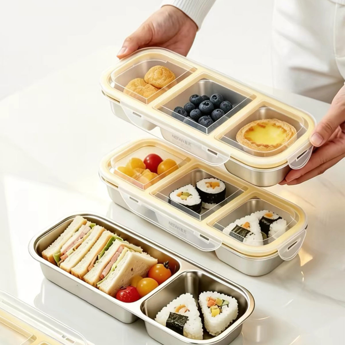 Stainless Bento Box - Contenedor de almacenamiento de alimentos de