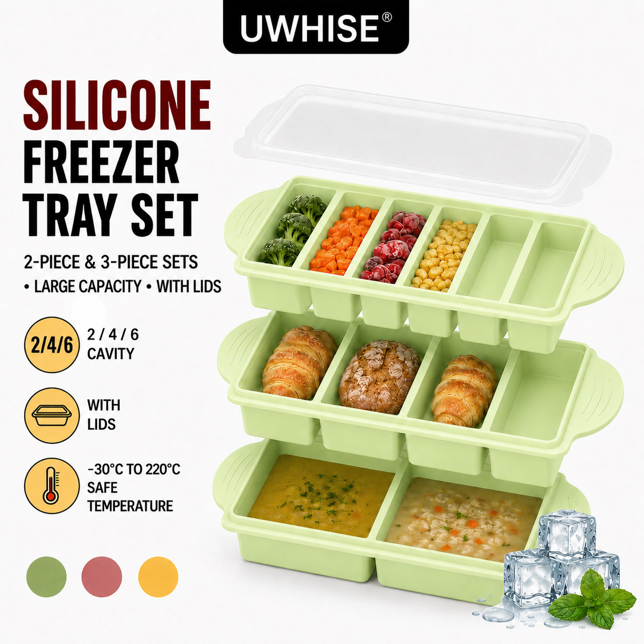 Meal Prep Menu - Uwhise Paquete de 2/3 Bandejas de