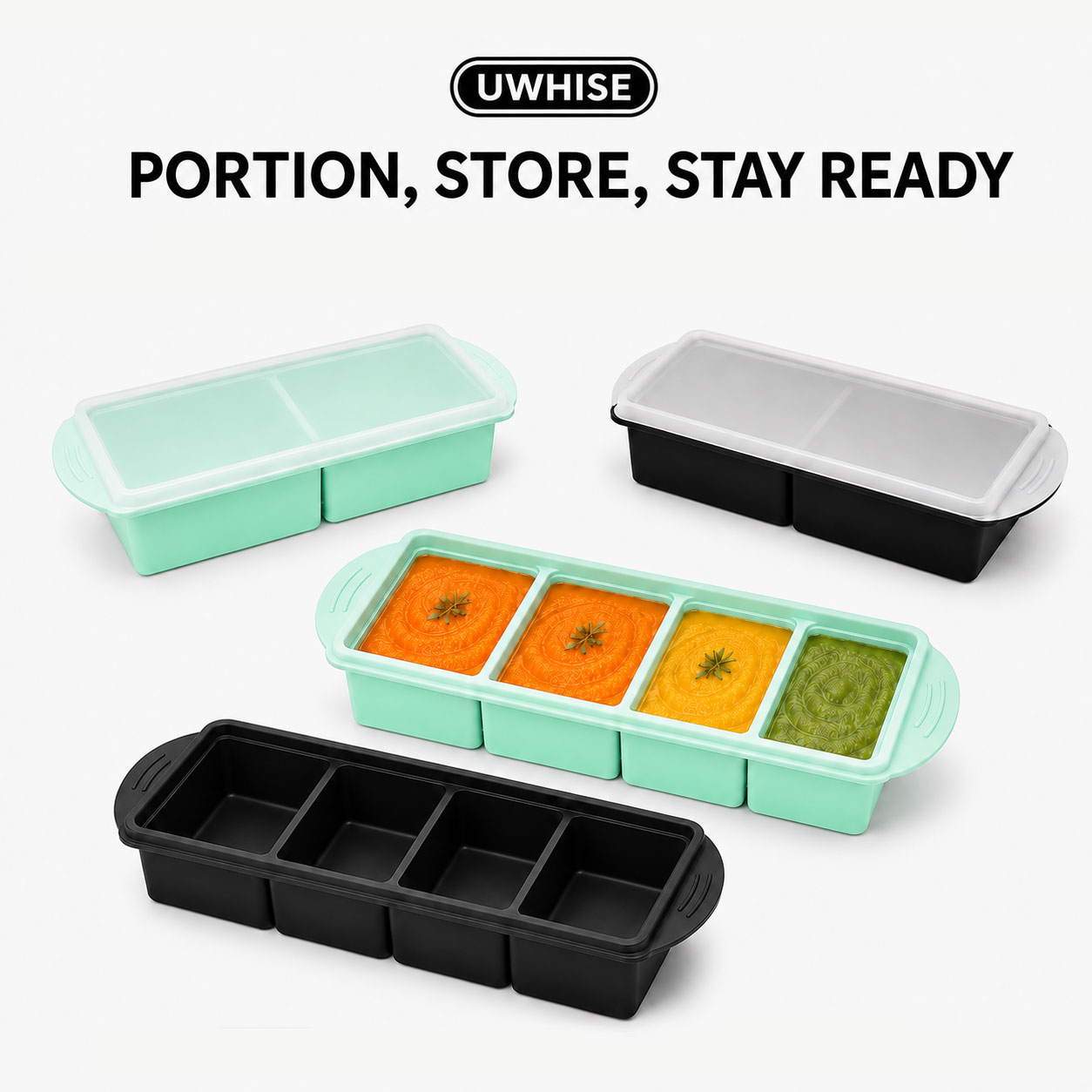 Meal Prep Menu - Uwhise Bandeja de Silicona para Congelar