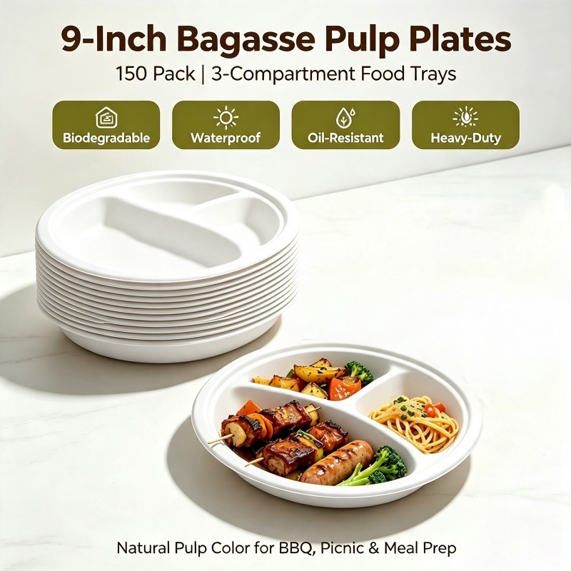Meal Prep Menu - Paquete de 150 Platos Desechables de