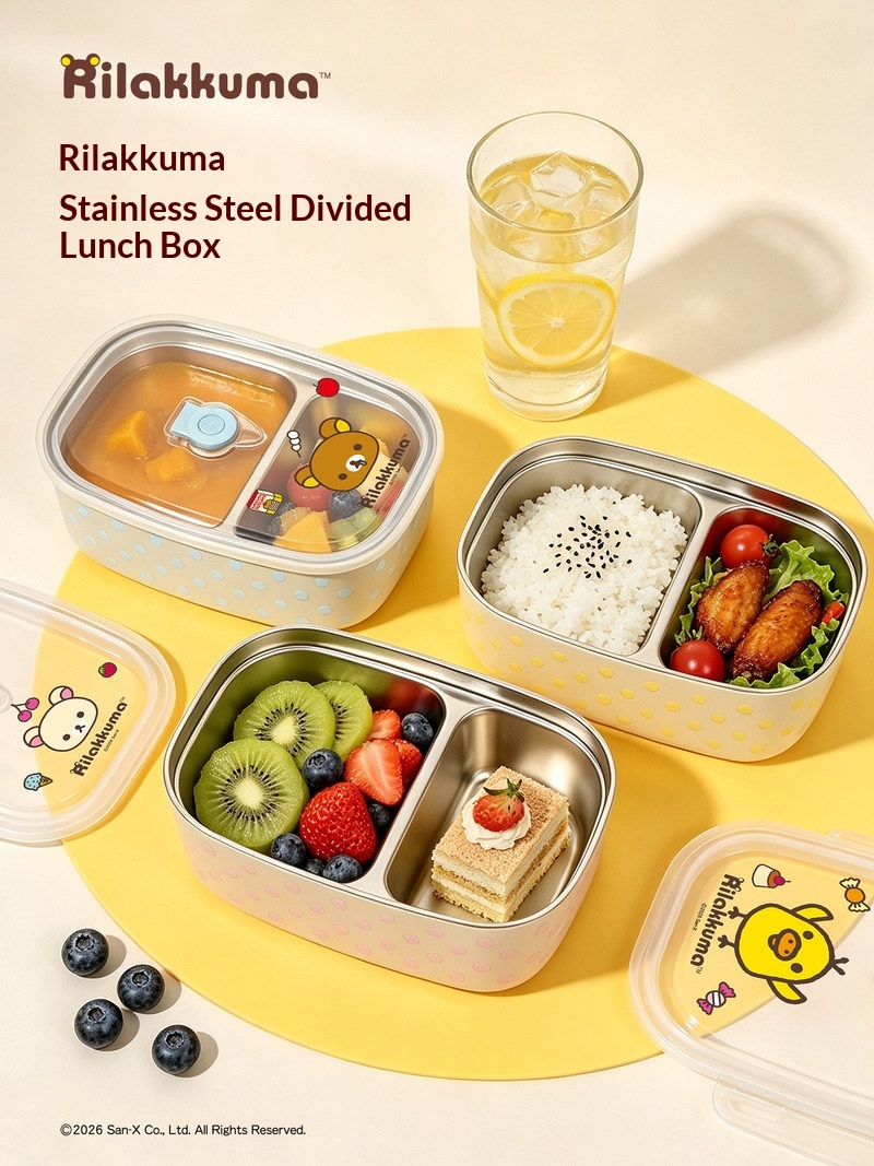 Meal Prep For Office - Lonchera Rilakkuma de Acero Inoxidable, Dividida,