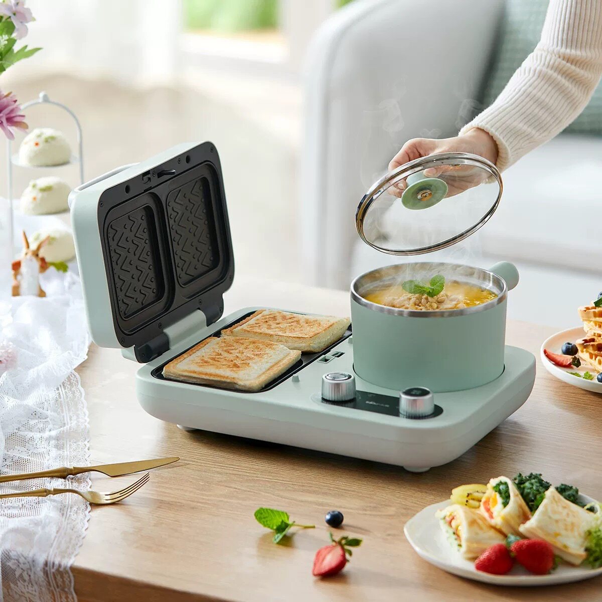 Máquina para Hacer Sándwiches, - Breakfast Sandwich Press reseña y precio
