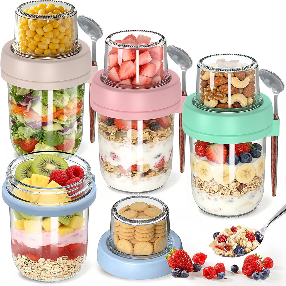 Recipientes para avena con tap - Meal Prep Oatmeal Jars reseña y precio