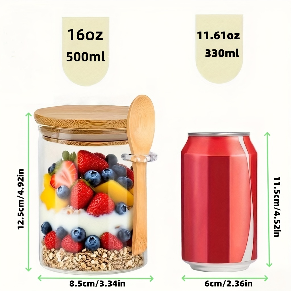 Juego de vasos de vidrio para  - Meal Prep Oatmeal Jars reseña y precio