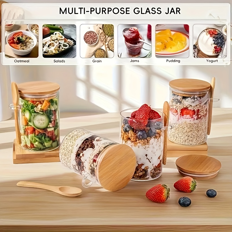 Juego de vasos de vidrio para  - Meal Prep Oatmeal Jars reseña y precio